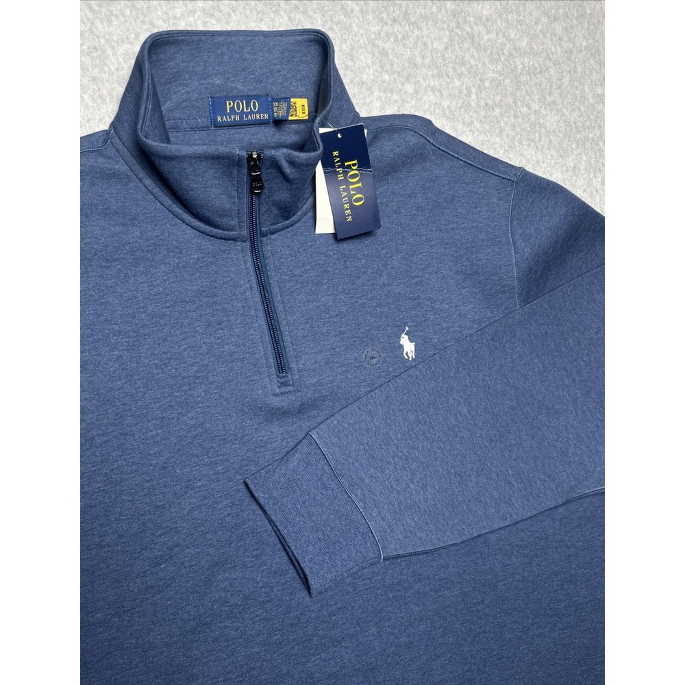 Polo Ralph Lauren Long Sleeve Quarter Zip Sweatshirt Heather Blue Sz 2XL NWT